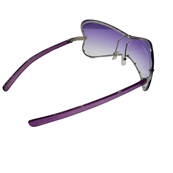 LANCASTER ITALY POLARIZED FULL RIM PURPLE BUTTERFLY SUNGLASSES W .28ct DIAMONDS - Picture 6 of 11